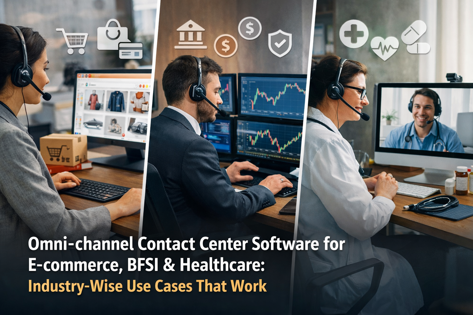 Omni-channel Contact Center Software for E-commerce, BFSI & Healthcare: Industry-Wise Use Cases That Work